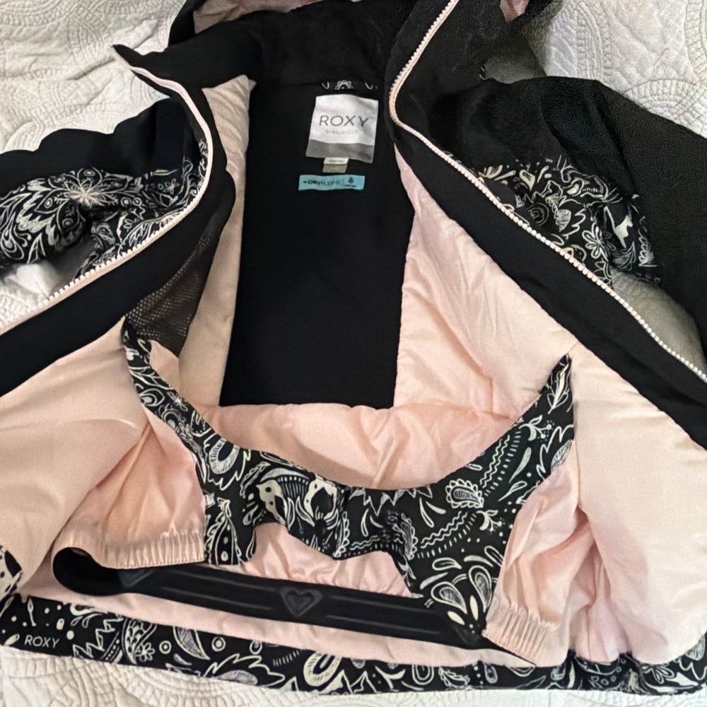 New Girls Size Medium Roxy Dry Flight Winter Hooded Coat - Picture 5 of 6